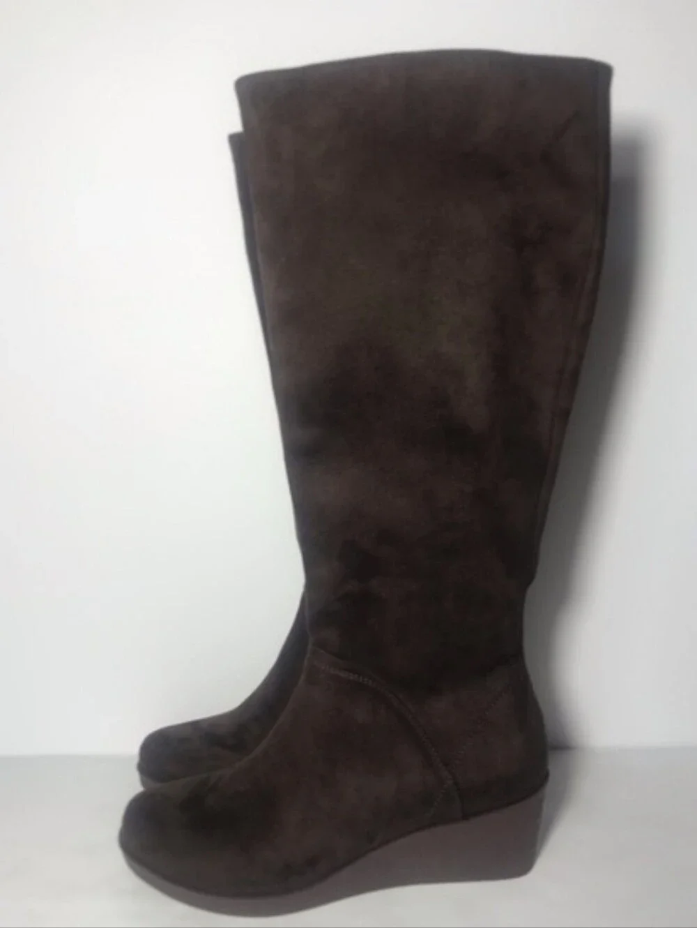 NWOT Women's Aerosoles Binocular Knee-High Wedge Boots in Dark Brown